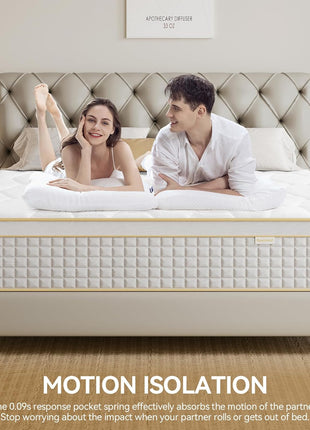 12-Inch Queen Hybrid Mattress with Memory Foam and Pocket Springs for Enhanced Pressure Relief and Motion Isolation, Medium Firmness, CertiPUR-US Certified