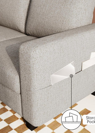 L-Shaped Sectional Sofa with Movable Ottoman, 78'' Brown 3-Seat Linen Couch, Ideal for Small Spaces, Apartments, and Dorms