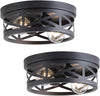 2 Pack Black Farmhouse Flush Mount Ceiling Light,2-Light Rustic Hallway Light Fixtures,Industrial Lighting Fixtures Ceiling Mount for Kitchen Hall Entry Bedroom Closet
