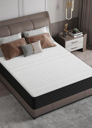 12-Inch Queen Hybrid Mattress with Breathable Foam and Pocket Springs for Medium Firm Support and Back Pain Relief, Conveniently Delivered in a Box (60×80×12 Inch)