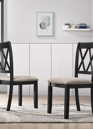 Windvale Set of 2 Black Fabric Upholstered Dining Chairs