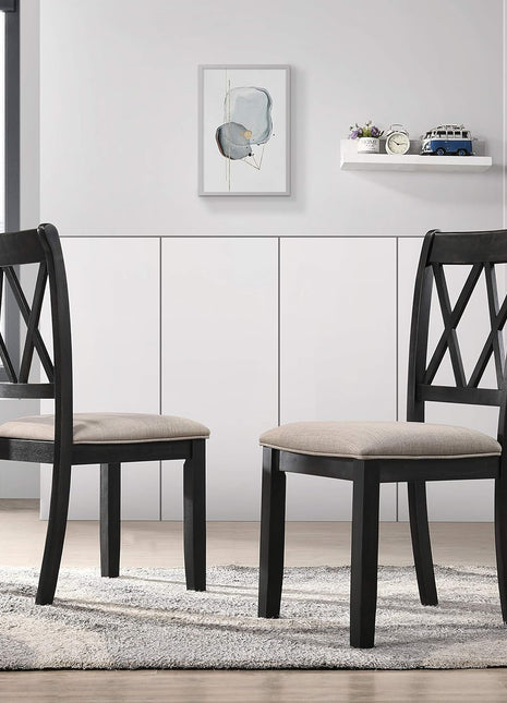 Windvale Set of 2 Black Fabric Upholstered Dining Chairs