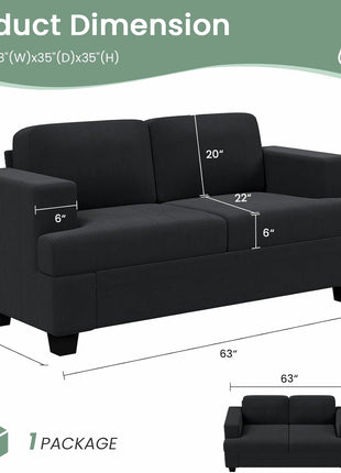 Elegant 2-Piece Black Corduroy Sofa Set for Living Rooms and Bedrooms