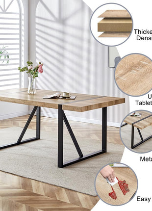 9-Piece Contemporary Dining Set, 71-Inch Rectangular Wooden Table with 8 Upholstered Chairs, Ideal for Kitchen and Dining Room