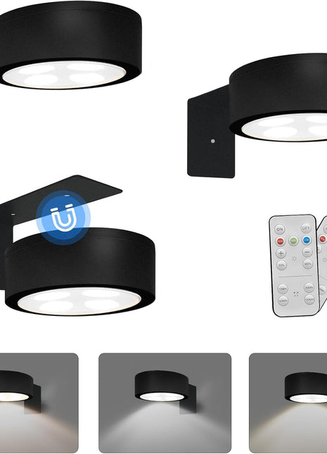 Battery-Powered Picture Lighting Set - 3-Pack Magnetic Art Display Lights with Remote Control, Dimmable Timer, and Three Lighting Modes for Portraits and Wall Decor