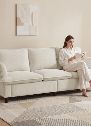 Three-Seater Corduroy Sofa, 89" Modern Couch with Deep Seat for Living Room, Office, Bedroom, and Apartment (Pillows Not Included) | Breathable, Pet-Friendly Material with Strong Support