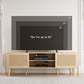 TV Stand for Tvs up to 65'', Entertainment Center with Rattan Door, Shelves & 2 Cabinets, Long Boho Media Console for Living Room, Natural