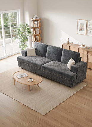 89" Grey 3-Seat Sectional Sofa for Living Rooms - Comfortable Loveseat for Small Apartments with 24" Deep Seat