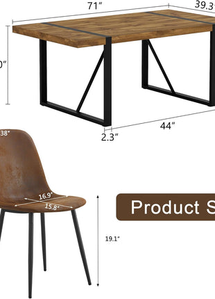 Sophisticated Dining Table Set for Eight with Dark Wood Finish and Upholstered Suede Chairs