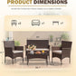 4 Pieces Outdoor Patio Furniture Sets Rattan Chair Wicker Set,Outdoor Indoor Use Backyard Porch Garden Poolside Balcony Furniture (Brown and Beige)