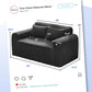 Couch Sofa 2-Seater Foam Sofa Loveseat for Small Spaces Comfy Sofas with Removable Cover Furry Couch with Pillows for Living Room, Bedroom, Apartment, Office (Black, Loveseat)