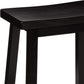 Solid Wood Saddle-Seat Kitchen Counter Barstool with Footrest, Easy Assembly - 24-Inch Height - Black - Set of 2
