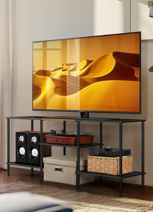 50-Inch Black Entertainment Center with Storage for 32 to 50-Inch TVs - Versatile Console Table for Living Room, Bedroom, and Office