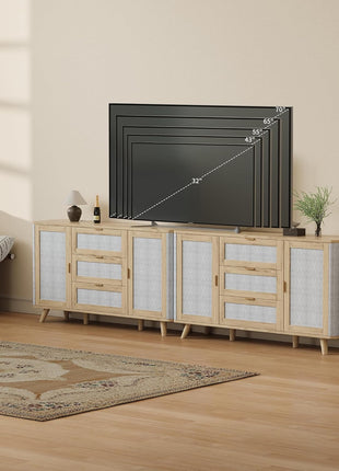 63-Inch Farmhouse Sideboard Buffet Cabinet with Three Drawers and Two Doors, Wooden Coffee Bar Storage for Kitchen and Living Room