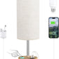 Touch Bedside Table Lamp with USB - 3 Way Dimmable Wood Lamp for Bedroom Nightstand, Desk Lamp with Charging Station for Dorm, Living Room, Office, Kids Room, Small, 14In