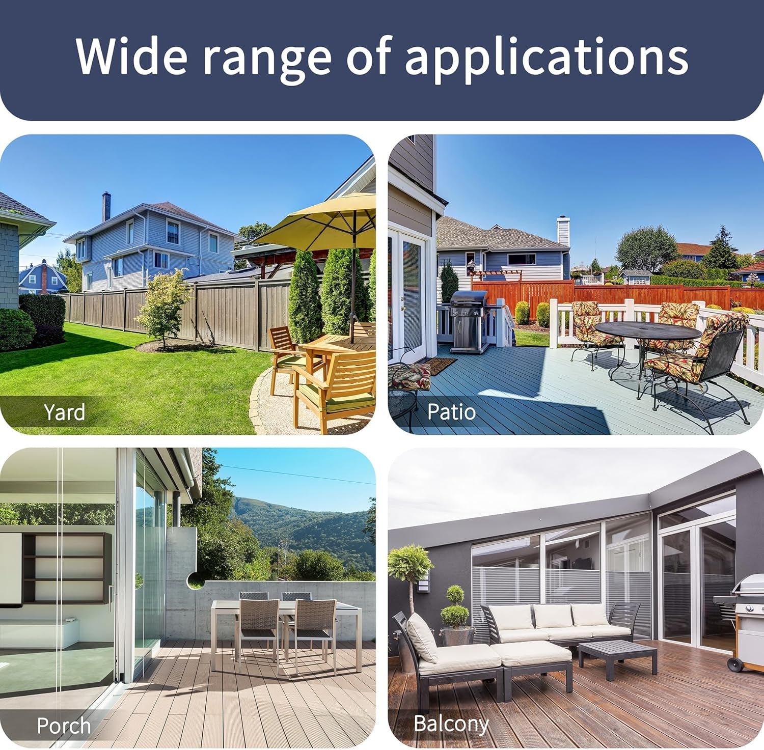 6 Piece Patio Dining Set with Umbrella, Outdoor Furniture Set with 4 Folding Chairs and Tempered Glass Top Dining Table Fot Lawn Backyard Garden Porch Black