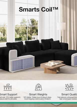 141" Modular Sectional Sofa - Modern L-Shape Cloud Couch with Smart Coil® Support for Living Room and Bedroom, No Assembly Required (6 Seats)