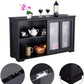 Kitchen Stackable Storage Cabinet with Height Adjustable Shelves & Glass Sliding Doors, Cupboard Server Buffet Console Sideboard, Black