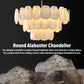 Alabaster Chandelier, D32In Modern Marble Dining Room Chandeliers, 3-Tiers Natural Brass round Chandelier over Table for Living Room, Dining Room, Bedroom, Bathroom, Foye, Entryway, Kitchen