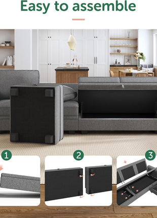 Stylish Grey U-Shaped Convertible Sectional Sofa with Storage – Ideal for Compact Living Spaces