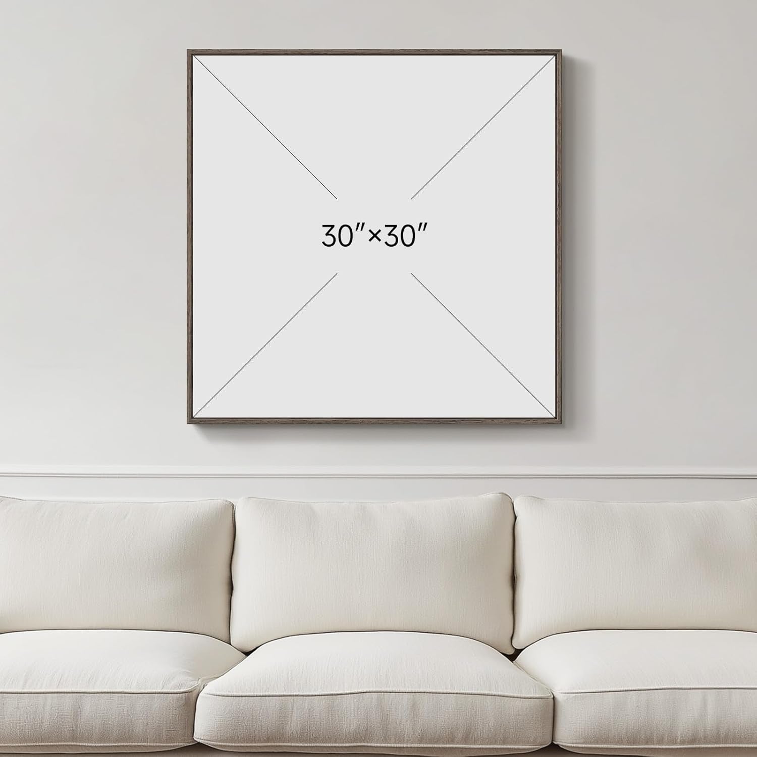 Framed Sage Green Abstract Wall Art, Modern Canvas Prints Artwork for Walls, Square Minimalist All Green Abstract Pictures for Living Room, Hallway, Fireplace, Bedroom, Home Office Wall Decor 30X30 In