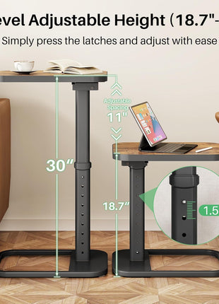 Adjustable Height Flip-Top TV Tray Table with Rounded Metal Corners - Versatile Snack Table for Compact Living Spaces