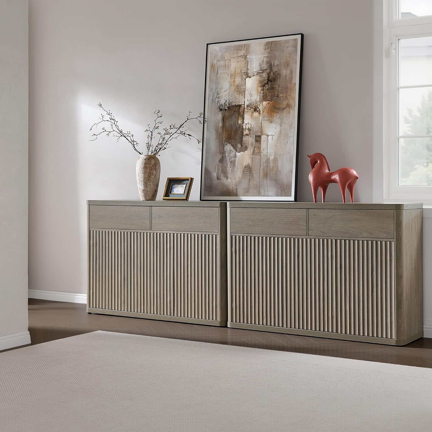 Buffet Cabinet with Storage - Storage Cabinet Sideboard with Doors & Shelves Accent Credenza Buffet Table with 2 Drawer Buffets & Sideboards for Living Room Dining Room Kitchen Entryway Office