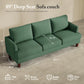 3 Seater Sofa Couch with Deep Seats, 89" Mid Century Modern Upholstered Sofa with Armrests, Comfy Couches for Living Room, Bedroom, Apartment and Office (Green)