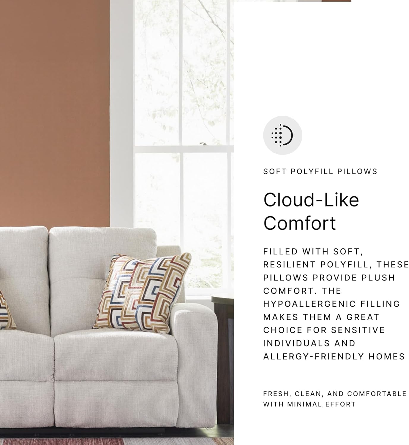 Danum Modern Tufted Manual Reclining Loveseat with 2 Accent Pillows, Beige