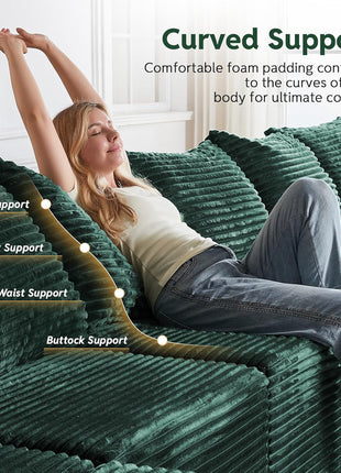 Luxurious 9-Seater U-Shaped Modular Sleeper Sofa with Ottomans in Elegant Green - No Assembly Required