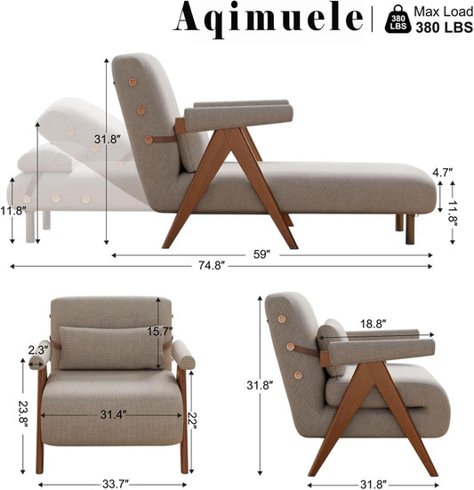 3-In-1 Sleeper Chair for Reading,Convertible Sofa Pull Out Couch Bed for Adults,Adjustable Backrest,Space-Saving,Fit for Living Room, Bedroom Office(W31.2X31.8Hx31.8D Inch)