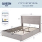 Queen Size Lift up Storage Bed, Modern Wingback Headboard, Hydraulic Support, No Box Spring Needed, Light Beige