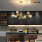 Sputnik Chandeliers for Dining Room Light Fixture over Table, Modern Crystal Chandeliers, 9 Lights Gold Lighting Fixtures for Living Room Bedroom Kitchen Island