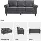 3 Seater Couch, Mid Century Modern Sofa with Rolled Arms and Deep Seats, Fluffy Comfort for Living Room, Apartment, Easy Assembly, Gray