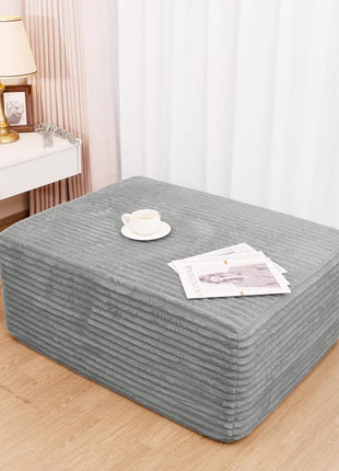 37.4" Plush Corduroy Ottoman - Upholstered Cloud Ottoman for Modular Sectional Couches, Compressed Memory Foam, No Assembly Required, Grey