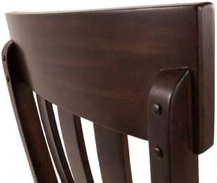 Ashley Signature Design Haddigan Set of 2 Dark Brown Faux Leather Cushioned Rake Back Dining Chairs