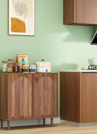 94.5” Mid-Century Modern Fluted Sideboard Buffet Cabinet with Storage for Dining Room, Kitchen, and Living Room