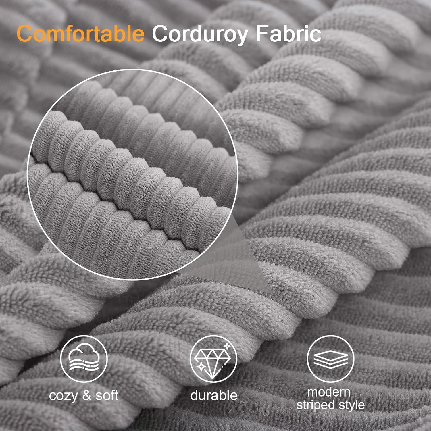 Futon Sofa Bed, Convertible Folding Sofa Bed, Boneless Couch Loveseat Corduroy with Pillows, Small Foldable Floor Couch Comfy Lounge Sleeper for Living Room Bedroom, Light Grey