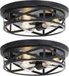 13 Inch Close to Ceiling Light Fixtures 2 Pack, 3-Lights Farmhouse Flush Mount Ceiling Light, Black Indoor Metal Cage Semi Flush Mount Ceiling Light for House Hallway Kitchen Bedroom