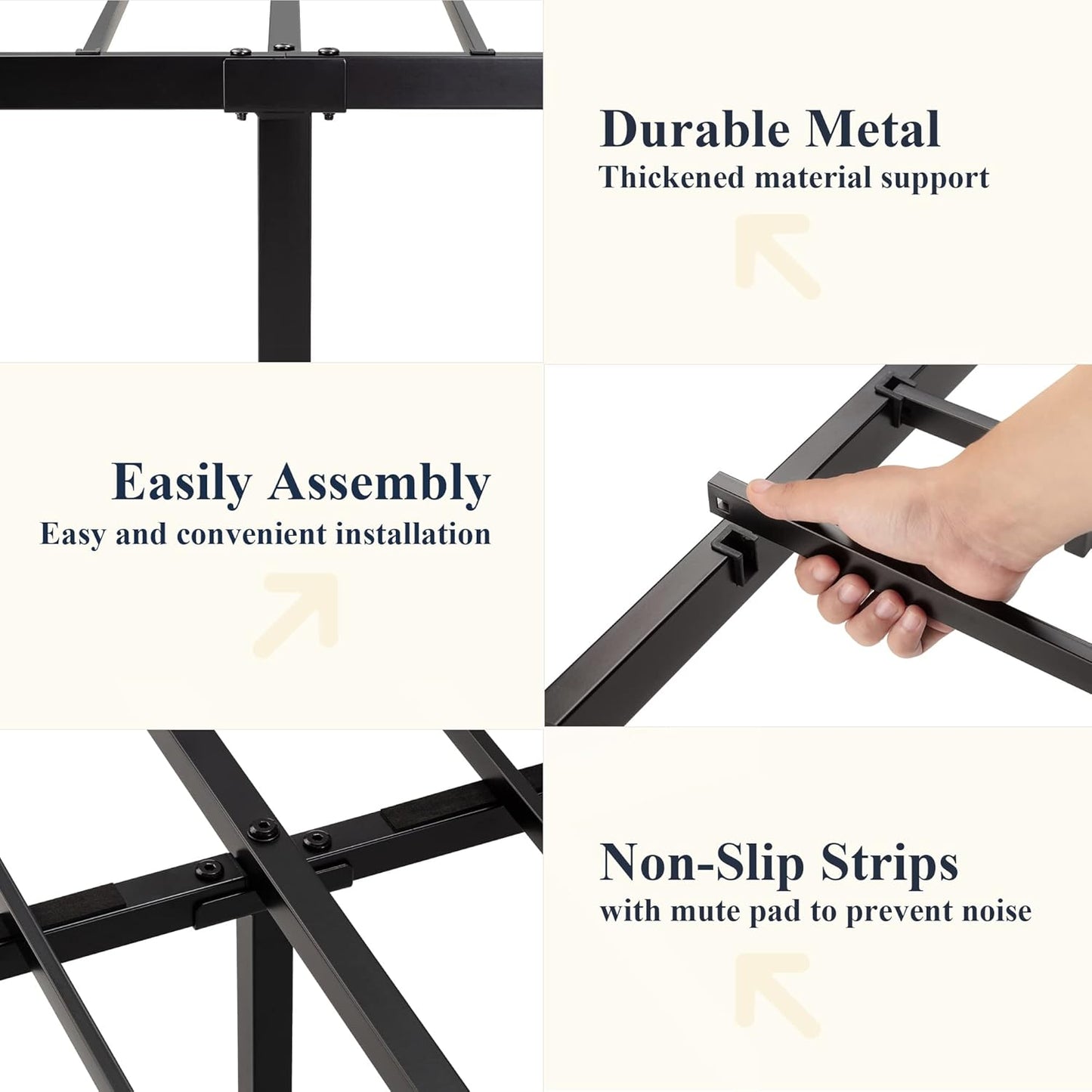 Queen Size Metal Platform Bed Frame with Victorian Style Wrought Iron-Art Headboard/Footboard, No Box Spring Required, Black