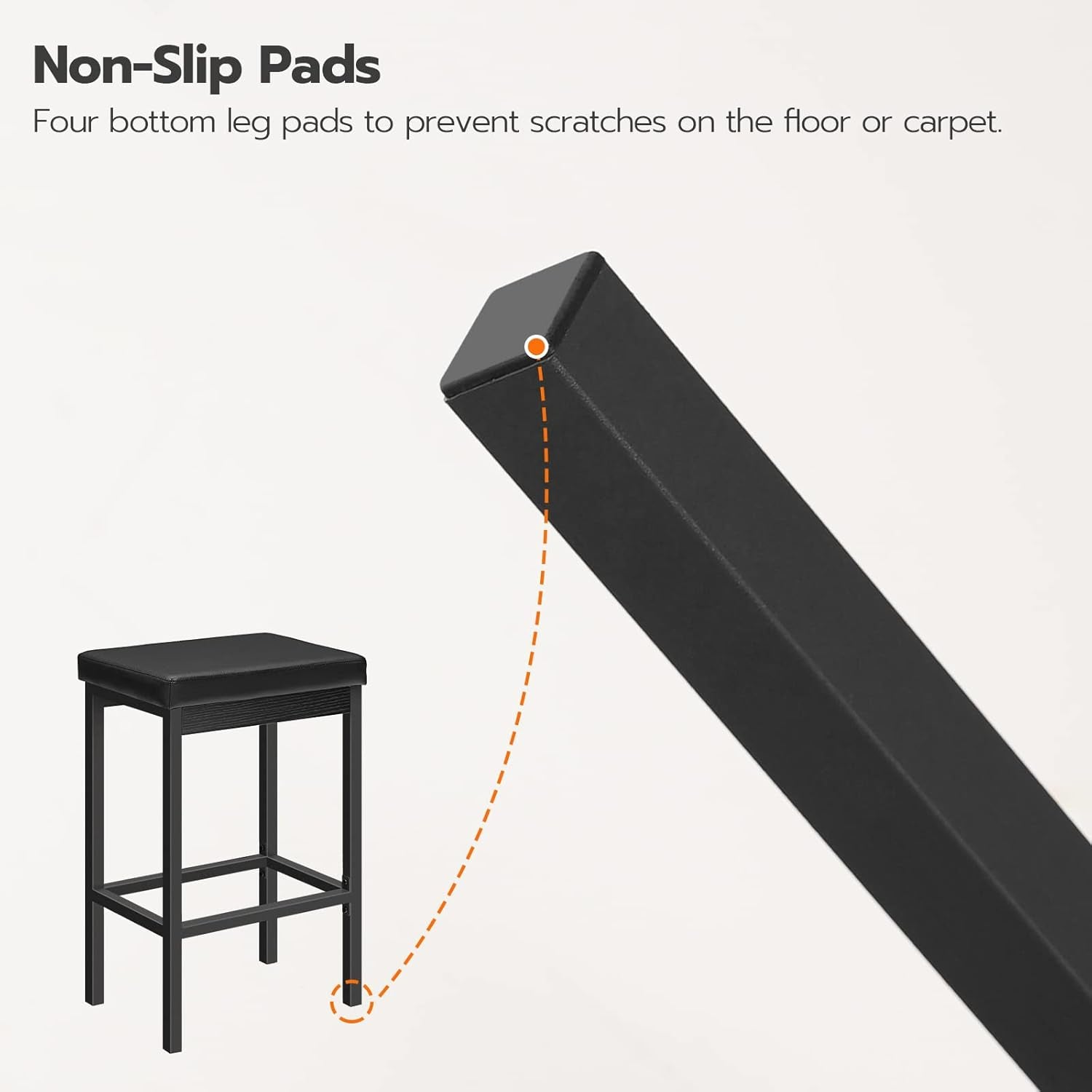 Bar Stools, Set of 2 Bar Chairs, 24.8-Inch Height Stools, Breakfast Bar Stools, Kitchen Stools, 2" Thick Upholstery, for Kitchen, Dining Room, Cafe, Bar Counter, Black BB21BY01