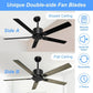52 in Outdoor Ceiling Fans, Black Ceiling Fan No Light with Remote Control without Light, 5 Blades, 6 Speed Reversible DC Motor Modern for Patios, Garage, Bedroom, Porch (Black)