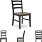 Wildenauer Armless Dining Chair, Set of 2, Ladderback Design, 19" W X 23.25" D X 39" H, Black & Light Brown with 2-Tone Finish