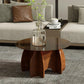 Round Glass Coffee Table Brown Glass Modern Center Tables for Living Room Small Spaces Creative Unique Accent Table Extendable Home Furniture