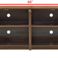 64" Sideboard Buffet Cabinet with Storage, Wooden Fluted Storage Cabinet Sideboard Credenza with Adjustable Shelves Pressed Spring for Kitchen Living Room (Walnut)