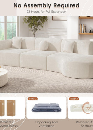140" Curved Polyester Sectional Sofa Set - Modern Elegance with Chaise Lounge and Cushions, Fully Assembled for Immediate Enjoyment