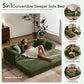 79" Convertible Sof Bed with Fixed-Shpe Frme & Removble rmrests, Modulr Corduroy Sleeper Sof, Folding Mttress Couch for Smll Spces - No ssembly Needed in Green (Includes 2 Pillows)