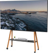 Rolling Artistic 43 to 75 Inch LED LCD Screen Mobile Studio TV Easel Stand, Wood Accessory Shelf, Adjustable TV Mount with 4 Walnut Legs, Black Frame, STAND-TV75R