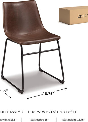 Signature Design by Ashley Centiar Mid-Century Dining Bucket Chairs, Set of 2, Black and Brown