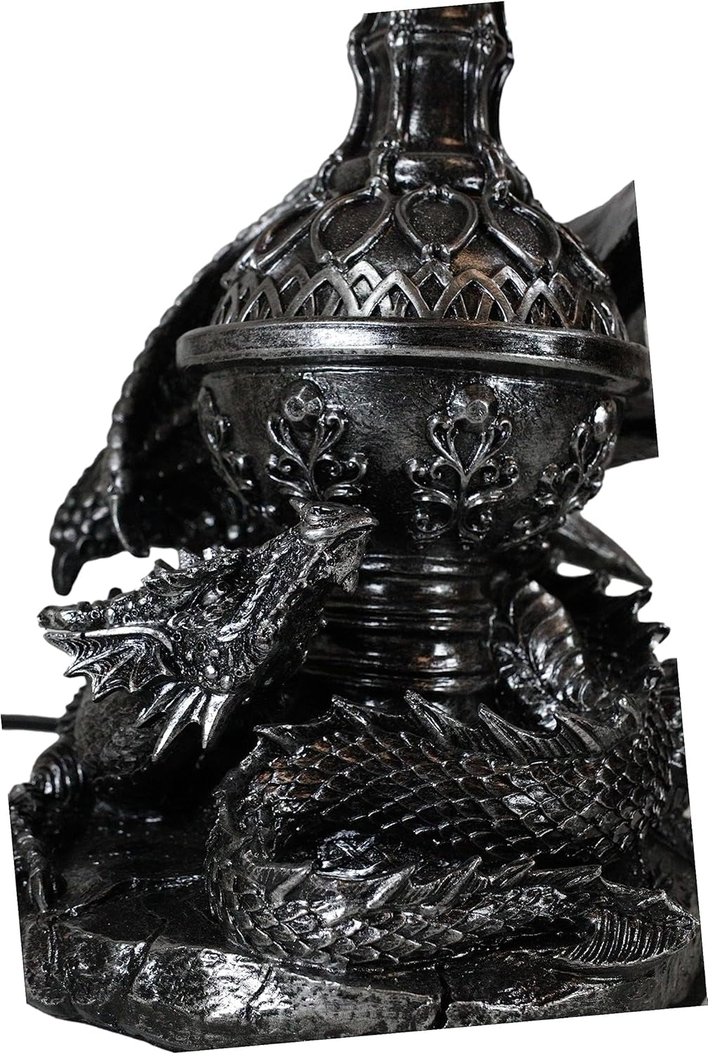 Ebros Climbing Dual Gothic Dragon Lamp Statue Desktop Lighting Decor with Shade 19" H Dungeons and Dragons Medieval Collection Home Accent (Single Dragon)